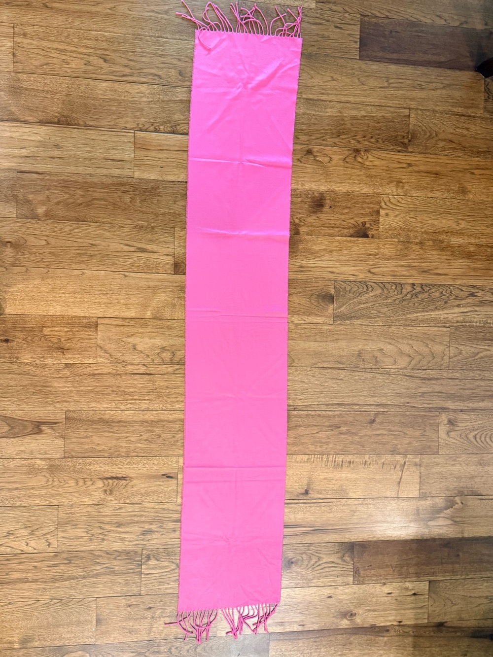 Bright Pink Cashmere Scarf with Fringe